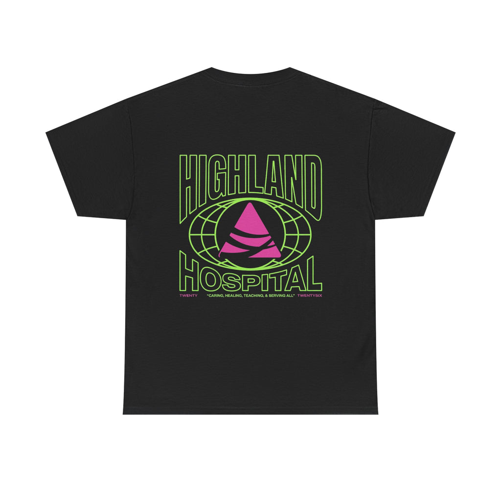 Dual Highland Hospital Neon Logo Tee