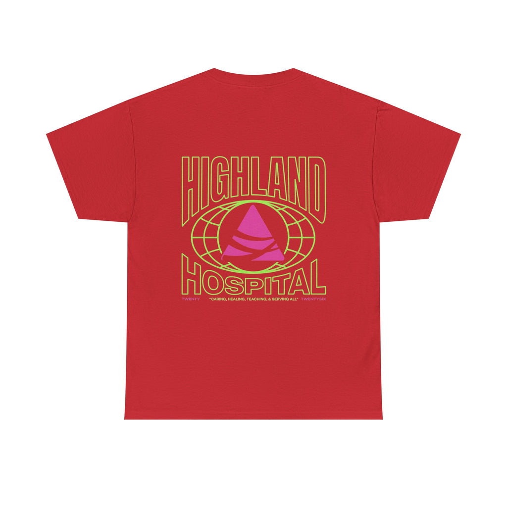 Dual Highland Hospital Neon Logo Tee