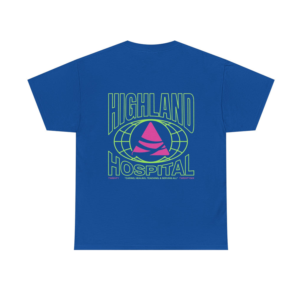 Dual Highland Hospital Neon Logo Tee