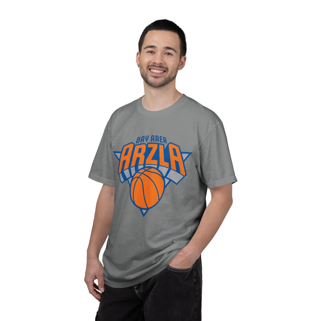 Bay Area ARZLA Bball T-Shirt — Retro Orange & Blue Hoop Graphic