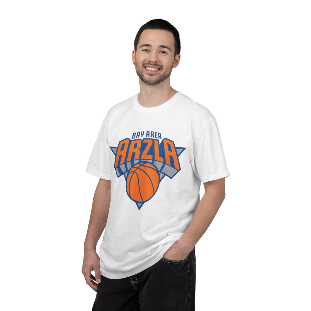 Bay Area ARZLA Bball T-Shirt — Retro Orange & Blue Hoop Graphic