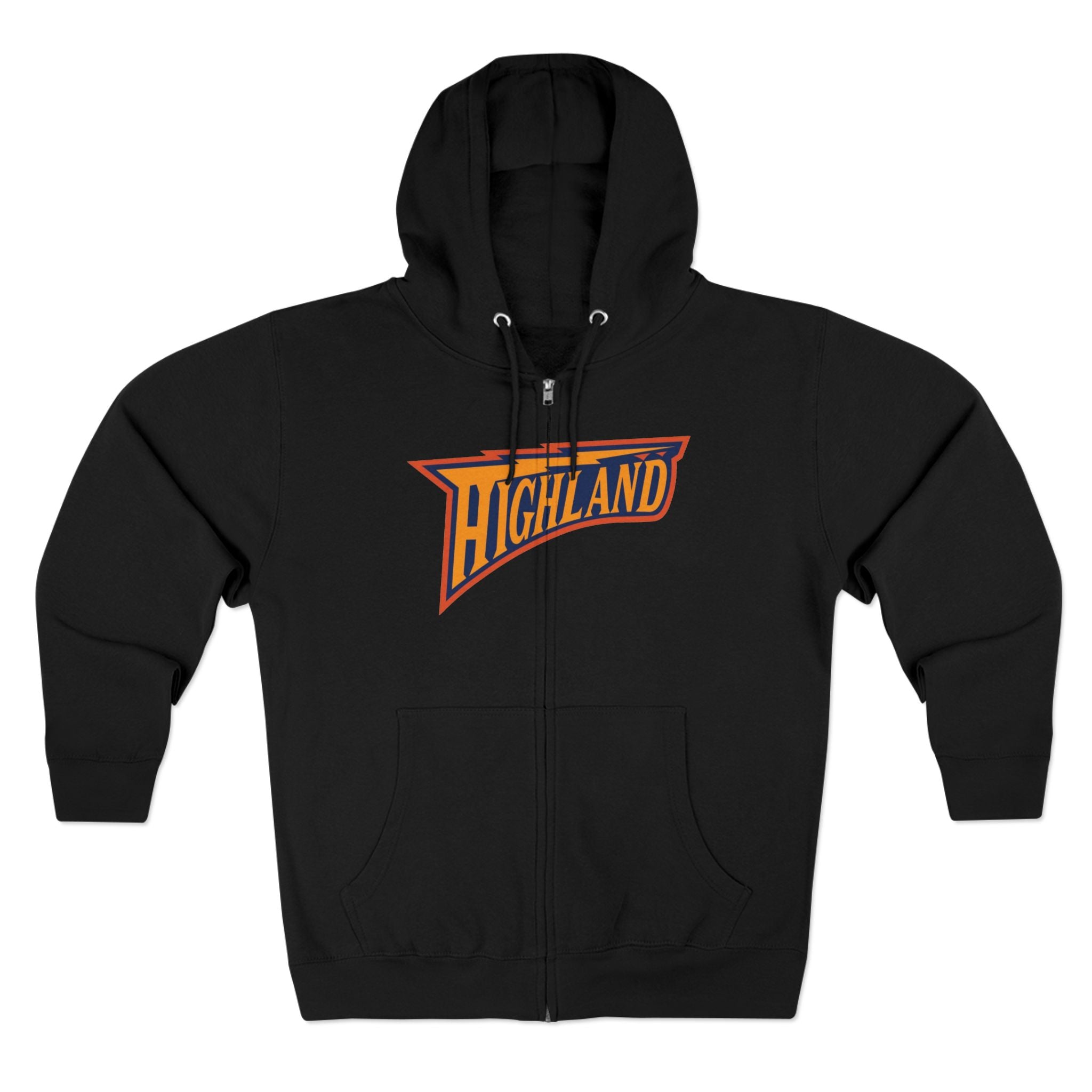 Highland pennant logo Zip Hoodie | Vintage collegiate style, gray zip-up