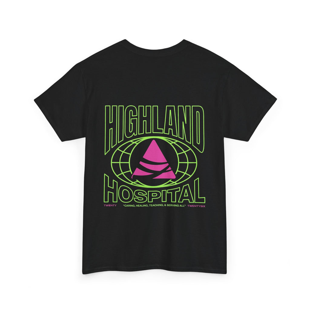 Dual Highland Hospital Neon Logo Tee