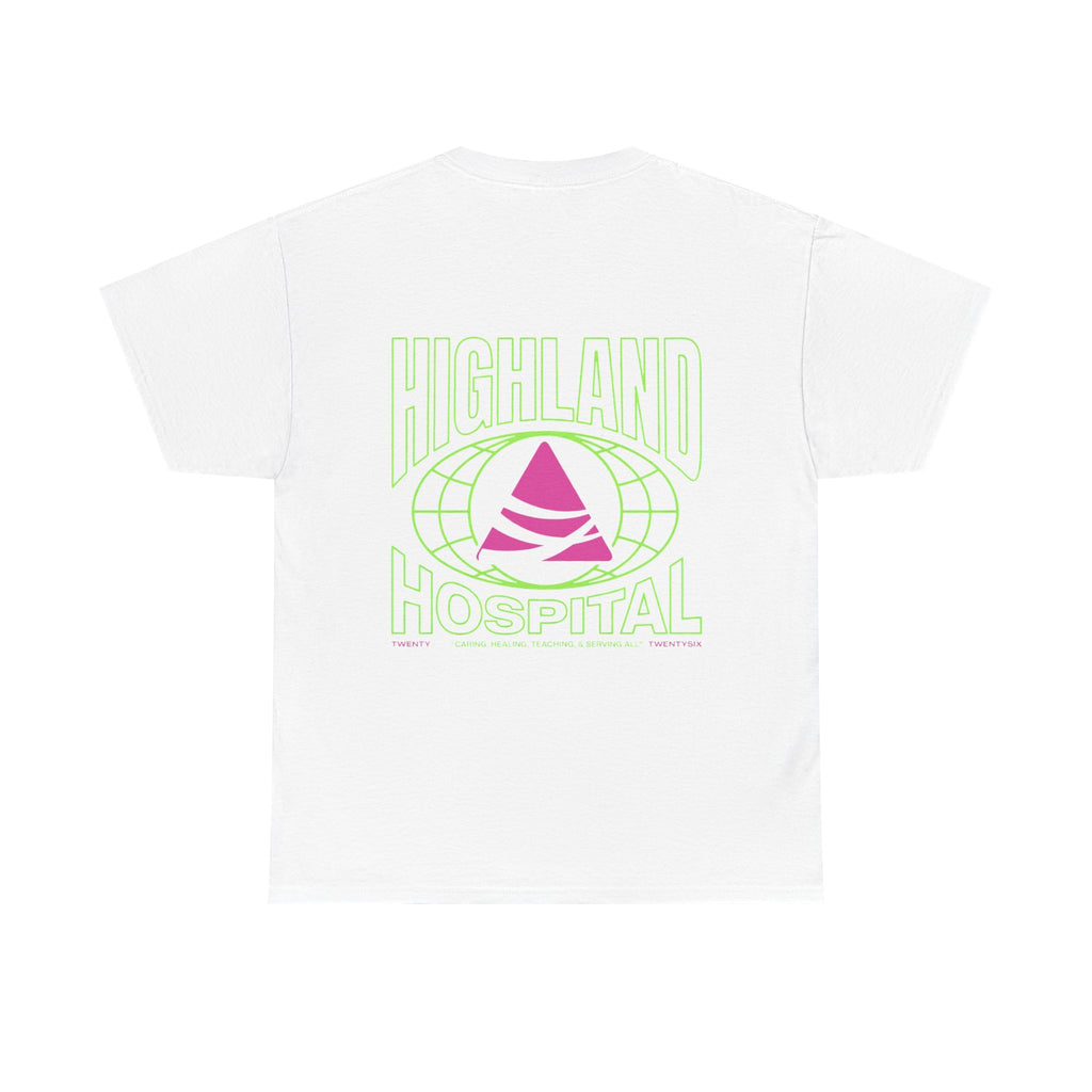 Dual Highland Hospital Neon Logo Tee