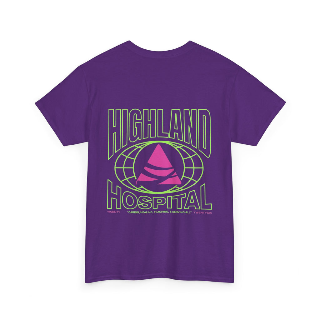 Dual Highland Hospital Neon Logo Tee