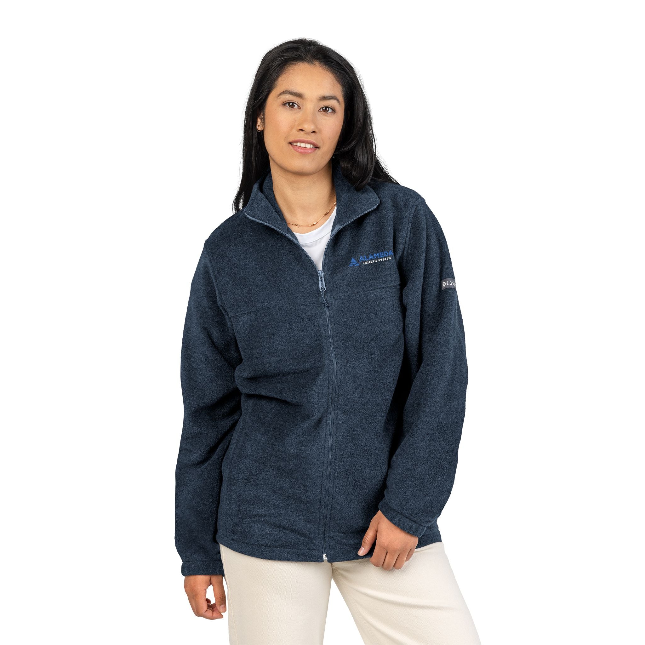 Embroidered Alameda Health System Columbia Fleece Jacket - Charcoal Zip-Up Outdoor Layer