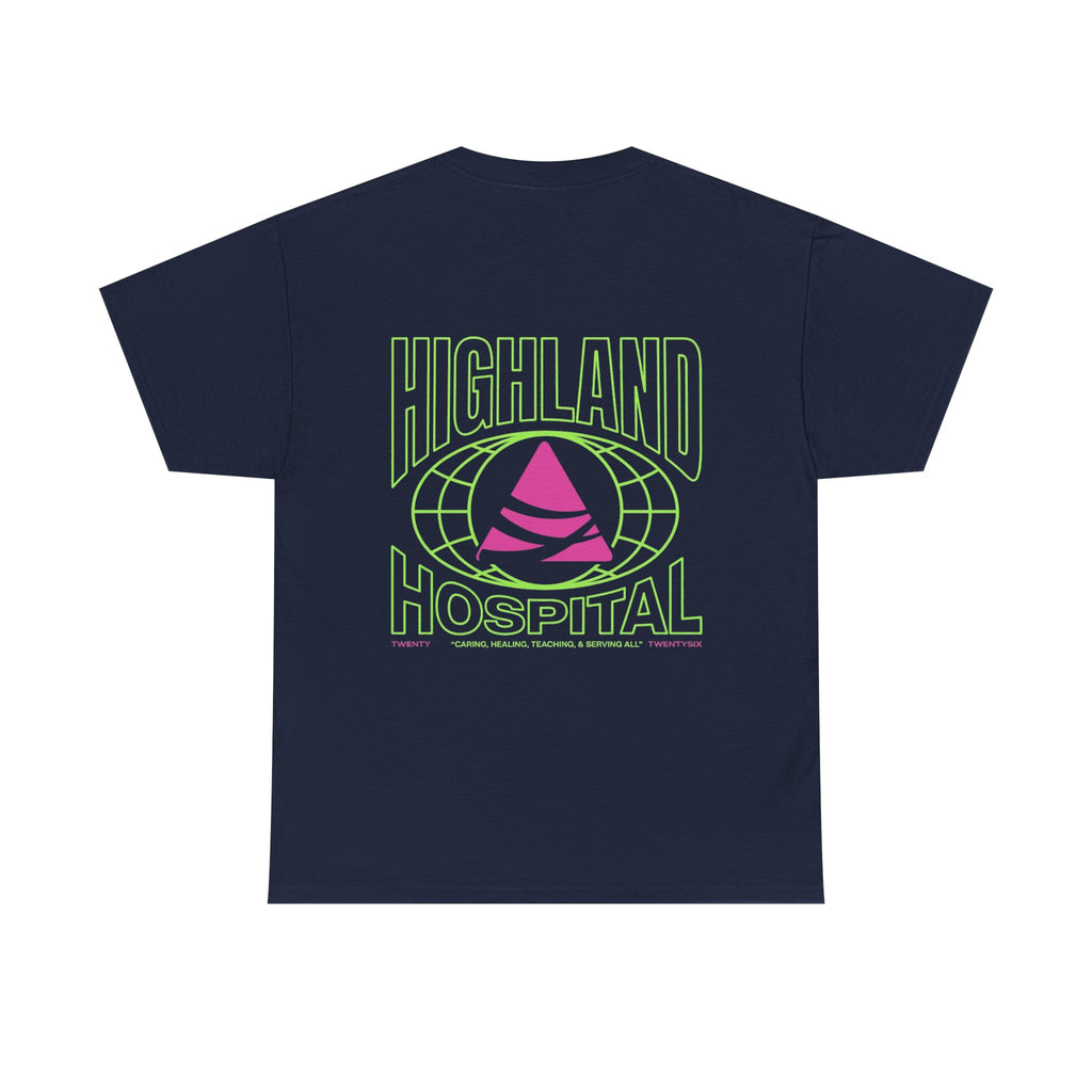 Dual Highland Hospital Neon Logo Tee