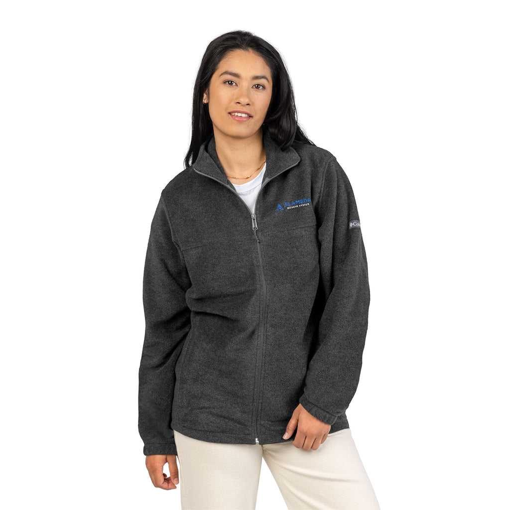 Embroidered Alameda Health System Columbia Fleece Jacket - Charcoal Zip-Up Outdoor Layer