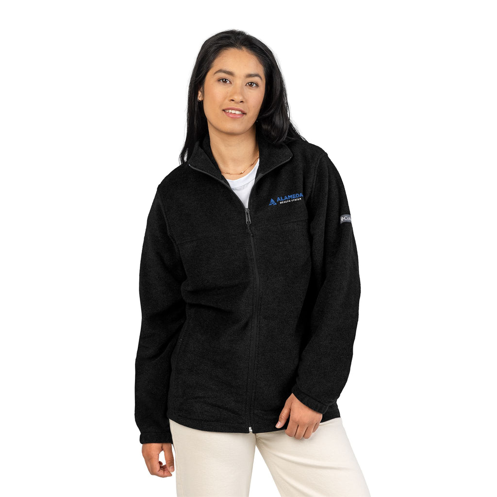 Embroidered Alameda Health System Columbia Fleece Jacket - Charcoal Zip-Up Outdoor Layer