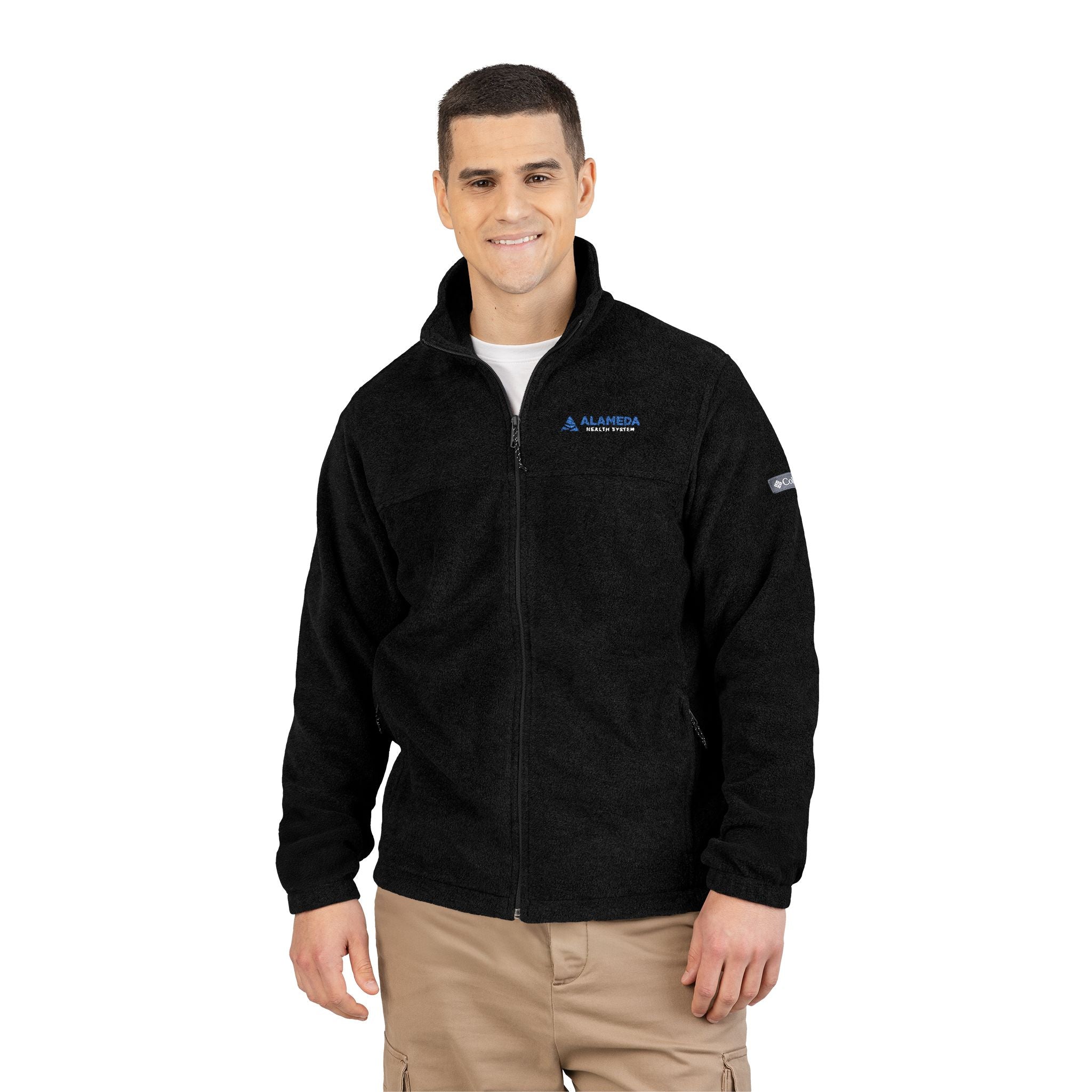 Embroidered Alameda Health System Columbia Fleece Jacket - Charcoal Zip-Up Outdoor Layer