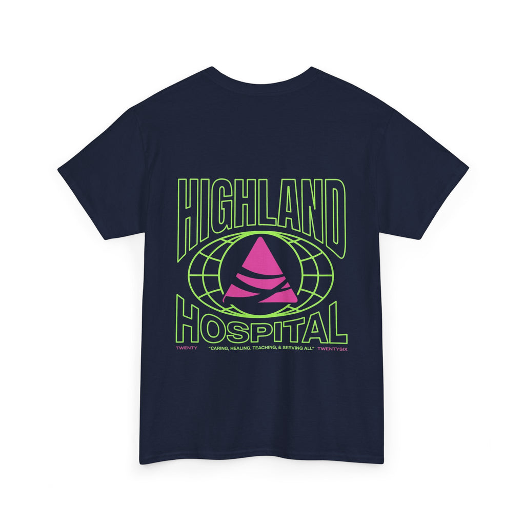 Dual Highland Hospital Neon Logo Tee
