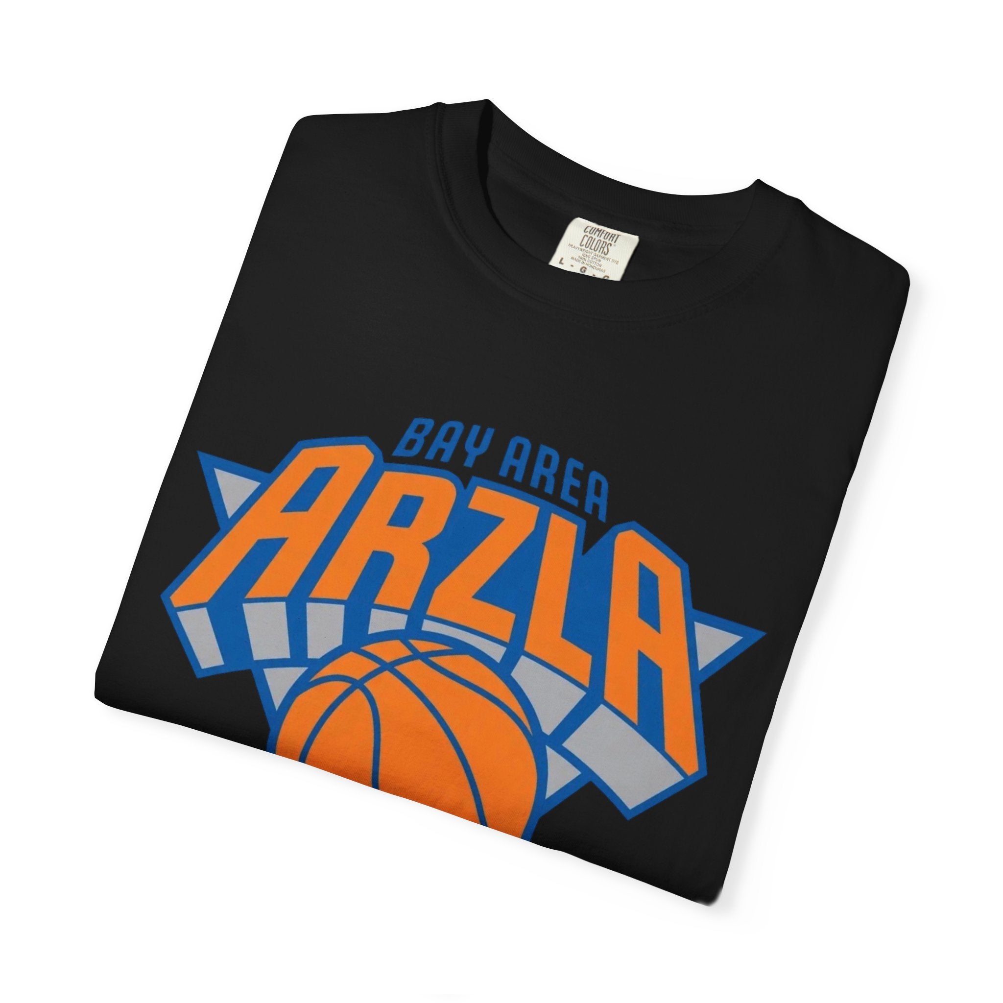 Bay Area ARZLA Bball T-Shirt — Retro Orange & Blue Hoop Graphic