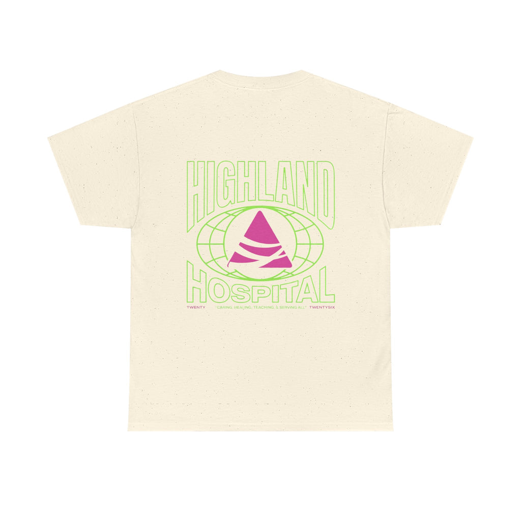 Dual Highland Hospital Neon Logo Tee