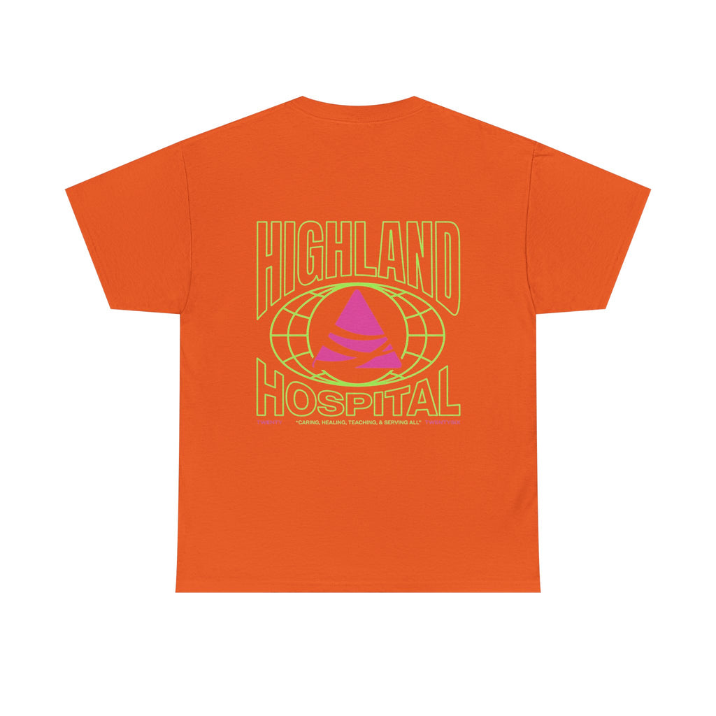 Dual Highland Hospital Neon Logo Tee